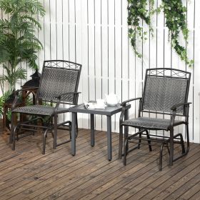 Set of 2 Outdoor Glider Chairs (Option: Gray-1130x600x210 mm)