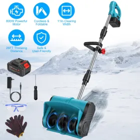 800W Electric Snow Shovel Cordless, Lightweight (7.17lbs) Foldable Snow Remover With Safety Lock, Ideal For Decks Walkway Stairs Winter Cleaning (Option: defaulttitle)
