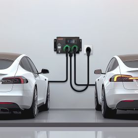 NEMA Splitter For Dryer And EV NEMA 14-50P 2x 14-50R 3.4'' LCD Screen ETL (Option: Black)