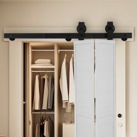 Bi-Folding Sliding Barn Door Hardware Track Kit 36" For Two 16" Doors (Option: Black)