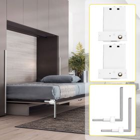 Murphy Mounting Wall Springs Mechanism Heavy Duty Support Hardware DIY Kit For Queen Twin Size Bed (Horizontal), White (Option: White)