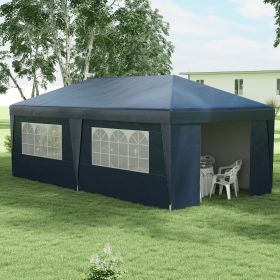 10' x 19.5' Pop Up Canopy Tent Height Adjustable Event Shelter w/ Sidewalls (Option: Dark Blue-1210x370x250 mm)