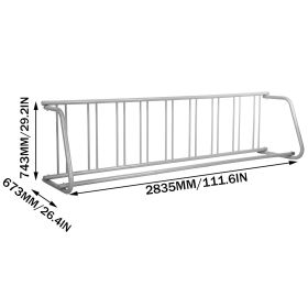111' Length Floor Bike Rack, 9 Holders All-Steel Grid Bike Rack, Single-Side Storage Stand For Garages Streets Yards (Option: Silver)