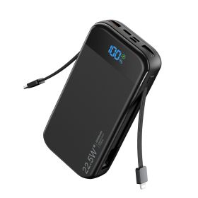 Portable Power Bank 32000mAh, with USB-C,Lightning Built in Cables Phone Power Bank Charger,PD Fast Charging Power Bank for Mobile (Color: Black)