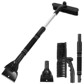 3 In 1 Windshield Ice Scraper Extendable Car Snow Removal Tool Telescoping Car Broom Snow Shovel Automobile Frost Removal (Option: Black)