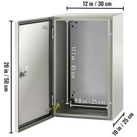 NEMA Steel Enclosure, 20 X 12 X 10'' NEMA 4X Steel Electrical Box, IP66 Waterproof & Dustproof, Outdoor/Indoor Electrical Junction Box, With Moun (Option: Grey)