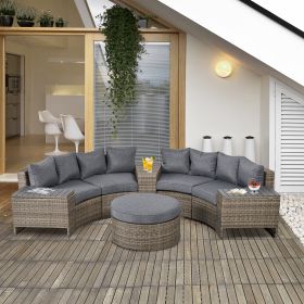 8 Piece Outdoor Sofa (Option: Mixed Kahki, Mixed Gray-910x800x320 mm)