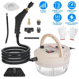 2500W Handheld High Temperature And Pressure Steamer Cleaner With 1400ML Tank 9 Accessories 6 Steam Levels For Dirt Grease Grout Tile Floor Couch (Option: Beige)